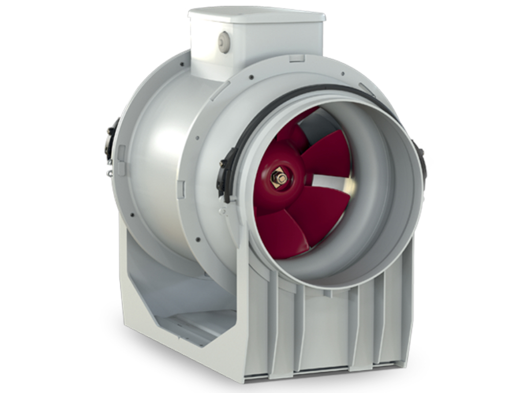 Rohrventilator LINEO 100 ES mit 220 Volt und 140 - 305 m³/h Luftvolumen und 36.3 - 258.9 Pa. Druck.